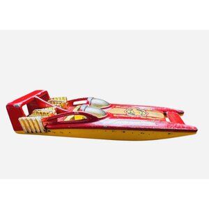 2008 HOT WHEELS H2GO RESCUE UNIT BOAT 1/64 DIECAST RED & GOLD & YELLOW